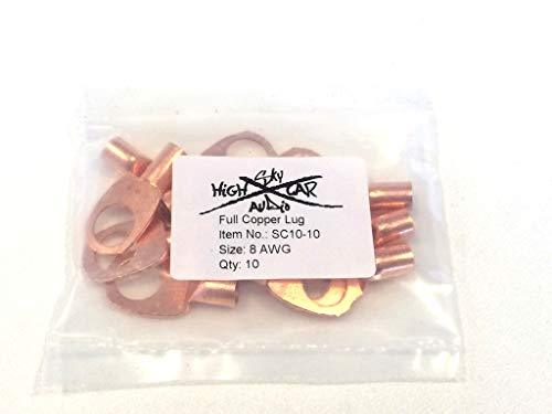 Sky High Car Audio (10) 8-Gauge Copper Ring Terminals 1/4" - Sounds Good Stereo Online