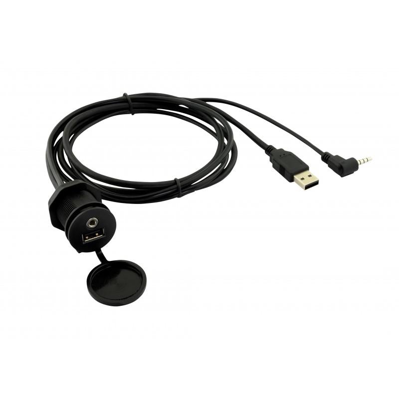 PAC Audio USBAUX3 USB & 3.5mm A/V AUX 3-Foot Extension Cable with Waterproof Cap