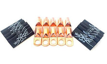 Load image into Gallery viewer, Sky High Car Audio (10) 4-Gauge Copper Ring Terminals 3/8" Black Heat Shrink Tubing Lugs - Sounds Good Stereo Online