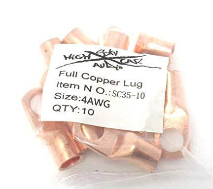 Sky High Car Audio (10) 4-Gauge Copper Ring Terminals 3/8" - Sounds Good Stereo Online