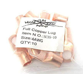 Sky High Car Audio (10) 4-Gauge Copper Ring Terminals 3/8