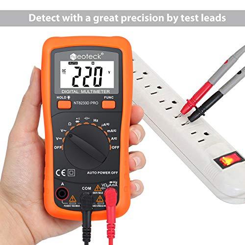 Neoteck Auto Ranging Digital Multimeter AC/DC Voltage Current Ohm Capacitance Frequency Diode Transistor Audible Continuity, Multi Tester with Backlit LCD - Sounds Good Stereo Online