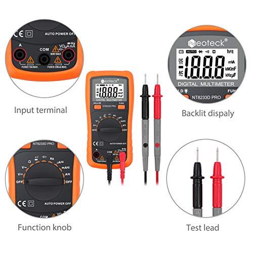 Neoteck Auto Ranging Digital Multimeter AC/DC Voltage Current Ohm Capacitance Frequency Diode Transistor Audible Continuity, Multi Tester with Backlit LCD - Sounds Good Stereo Online
