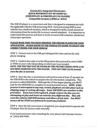 Automotive Integrated Electronics OE Integrated Vehicle CD Player via USB radio connection (USBCDPLAY2) – (See Vehicle Fit Chart PDF) - Sounds Good Stereo Online