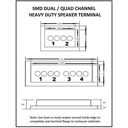 SMD 4 Channel Speaker Terminal (Grade 8) 3/4" PVC (Black) - Sounds Good Stereo Online