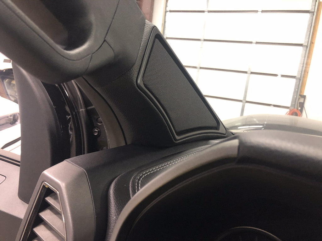 2015+ Ford F-Series & Expedition Max Custom Made 3-Way Component Speaker A-Pillars - Ebony (Black),Open Speaker Design