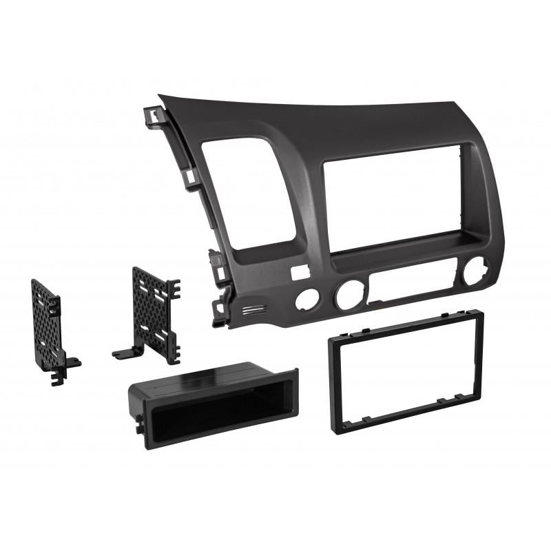 Best Kits BKHONK838 2006-2011 Honda Civic Gun Metallic Single ISO w/Pocket or Double Din - Black