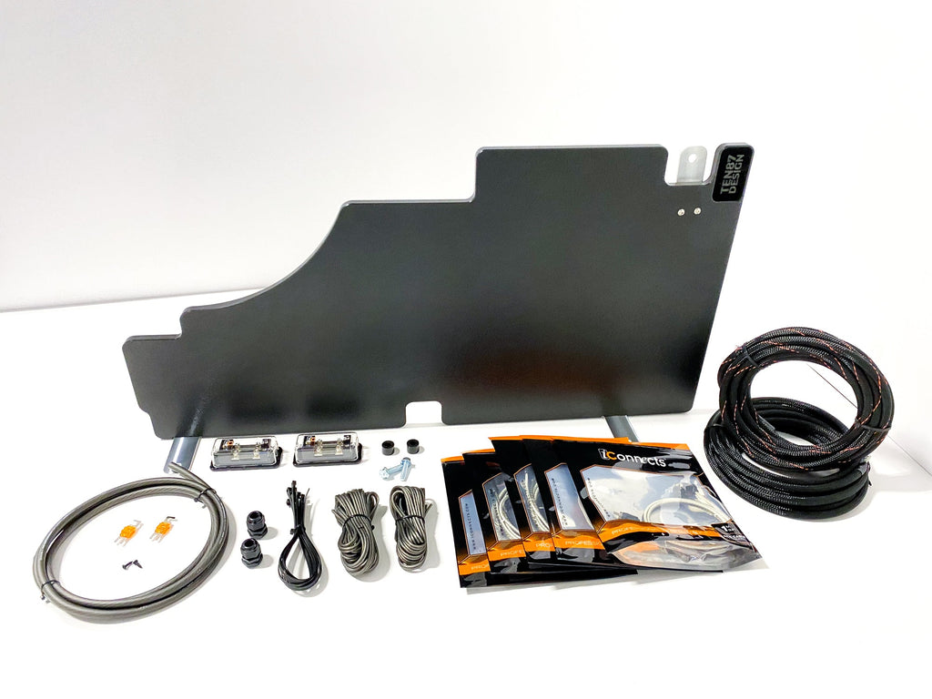 Dual Amplifier Bundle for 2015+ Ford F-Series Trucks (4-Gauge Wiring + Distribution + Custom Rack)