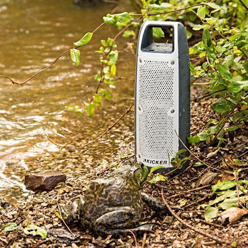 Kicker BF100 Bullfrog 100 Green-White Outdoor Bluetooth Audio System - Sounds Good Stereo Online