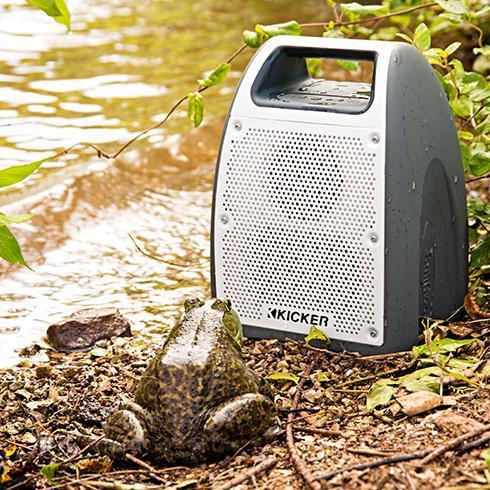 Kicker Bullfrog BF200 Grey-White Outdoor Bluetooth Audio System - Sounds Good Stereo Online