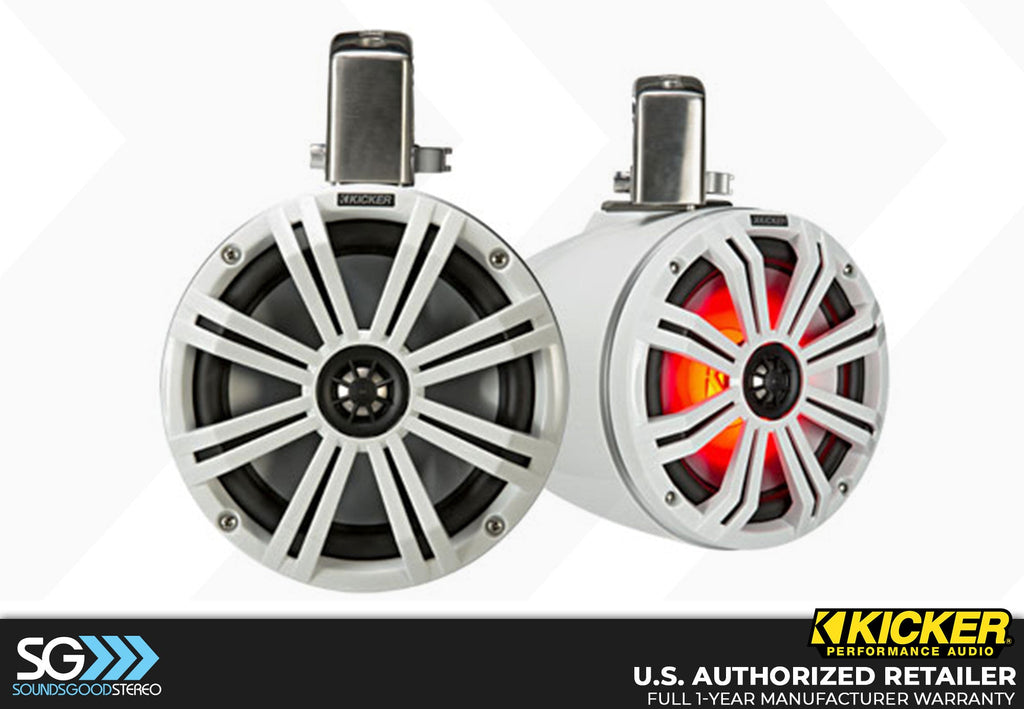 Kicker 45KMTC8/45KMTC8W  Coaxial Tower System Speakers - White