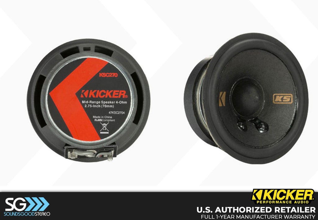 Kicker KSC270 2.75-inch Speakers with GM/Chrysler/Subaru/Jeep/Toyota Brackets