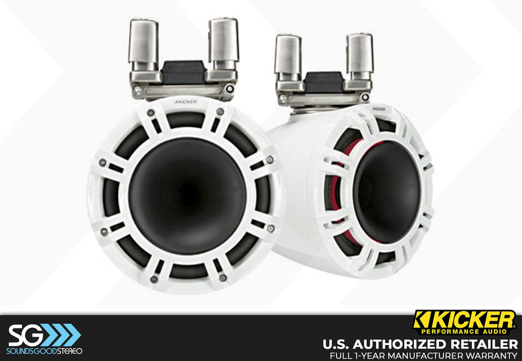 Kicker 44KMTC94/44KMTC94W HLCD Marine 9-inch Tower Horn Loaded Speaker System - WHITE