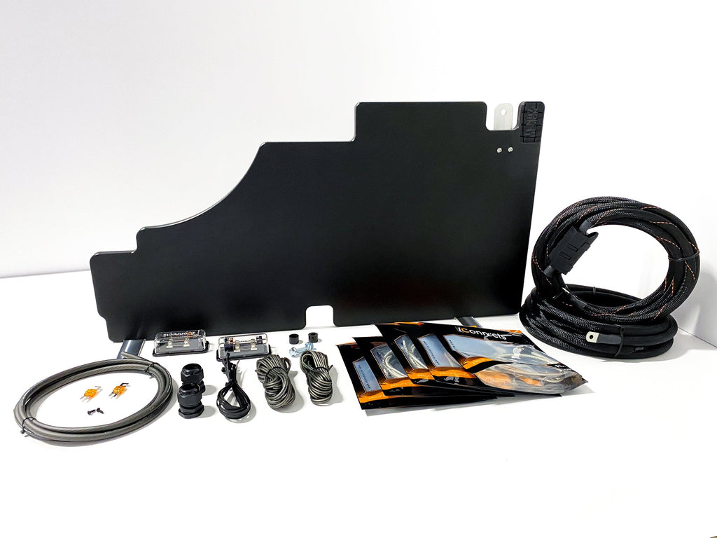 Dual Amplifier Bundle for 2015+ Ford F-Series Trucks (1/0 Wiring + Distribution + Custom Rack)