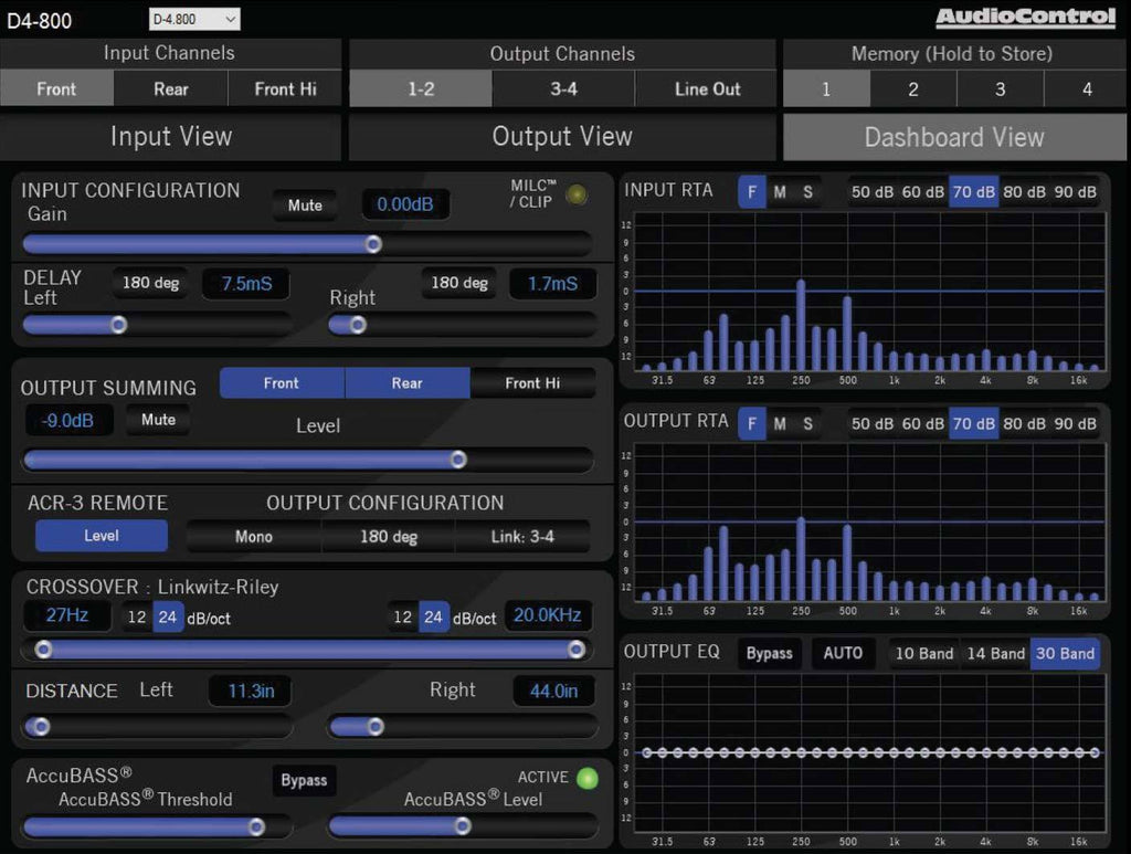 AudioControl D-6.1200 6 / 5 / 4 / 3 Channel Amp with Matrix DSP